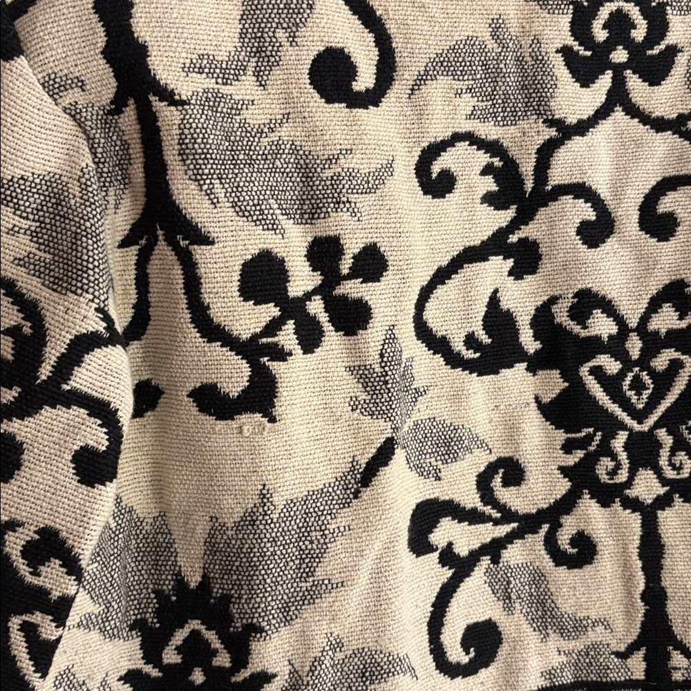 Women's Black and Cream Cotton Tapestry Vintage 90s Y2K Jacket Medium 8/10 - Picture 7 of 14